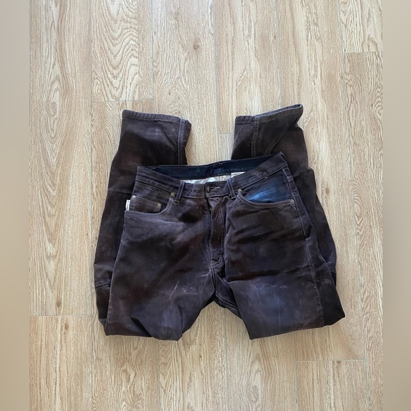 Mens vintage brown leather pants size M - Picture 3 of 5